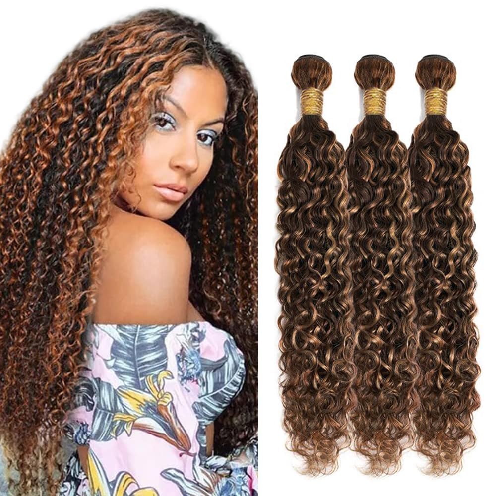 MiracleLuxe Human Hair Water Wave P4/30 Human Hair Bundles Unprocessed Brazilian Virgin Hair