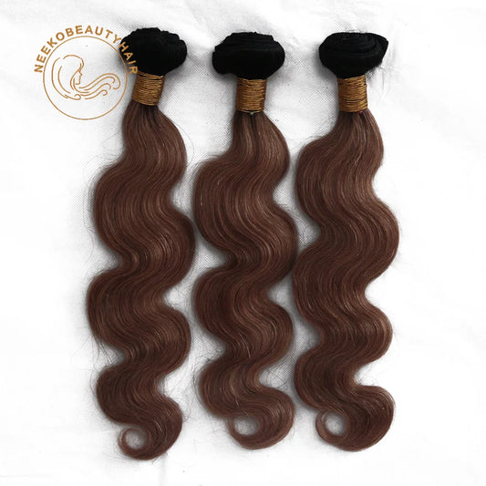 1B 33 Ombre Chocolate Brown Human Hair Body Wave Extensions with Lace Frontal Woman Wet And Wavy Remy Human Hair Bundles
