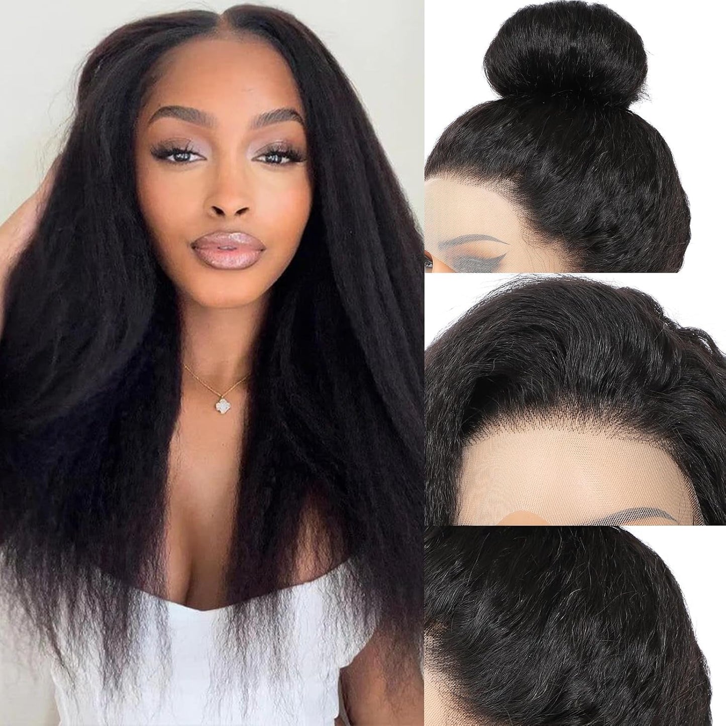 MiracleLuxe 16' 360 Lace Front Wigs Human Hair Kinky Straight Human Hair | 200 Density HD Lace