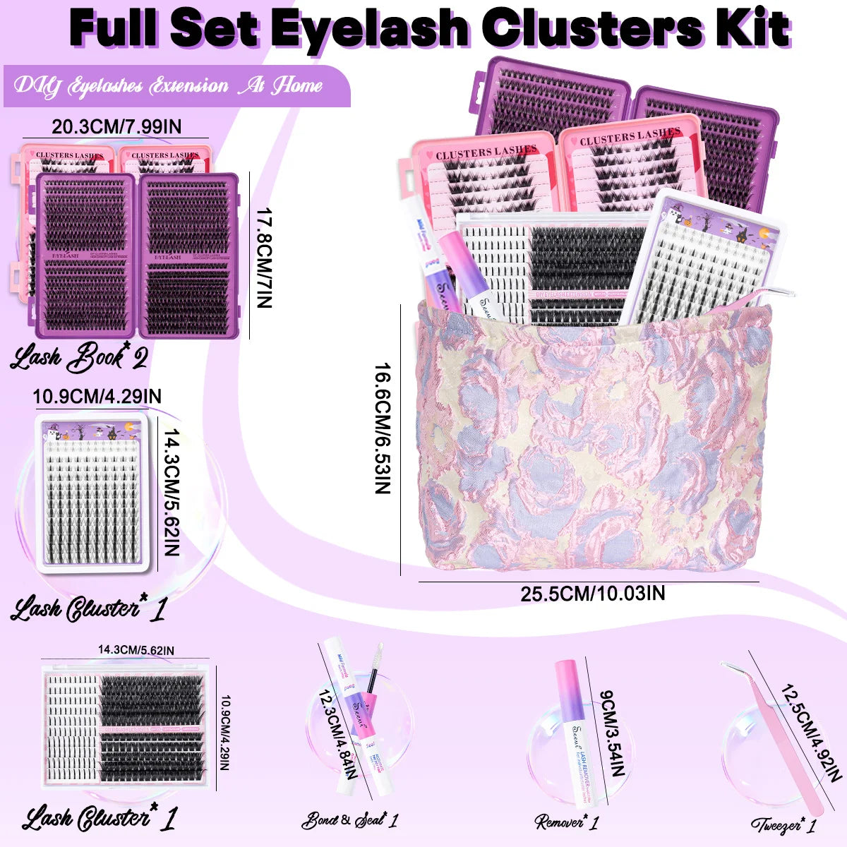 DIY Cluster Lashes Kit Individual Lashes Faux Mink Lashes Soft Eyelash Extension With Bond&Seal Lash Tweezer Makeup Reuseable