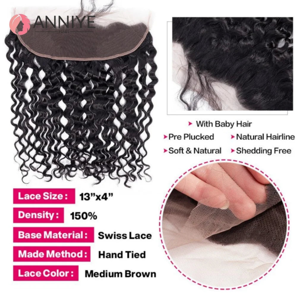Luxe Deep Wave 3 Bundles With 13x4 Lace Frontal Wet or With 4x4 Closure
