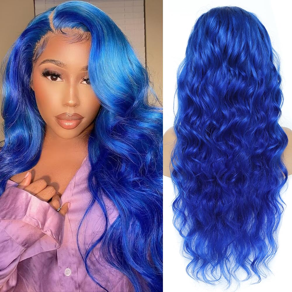 MiracleLuxe Blue Lace Front Wig Human Hair 13x4 Body Wave
