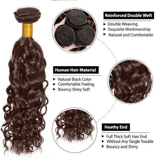 Luxe Chocolate Light Brown Water Wave Bundles 12-28inches