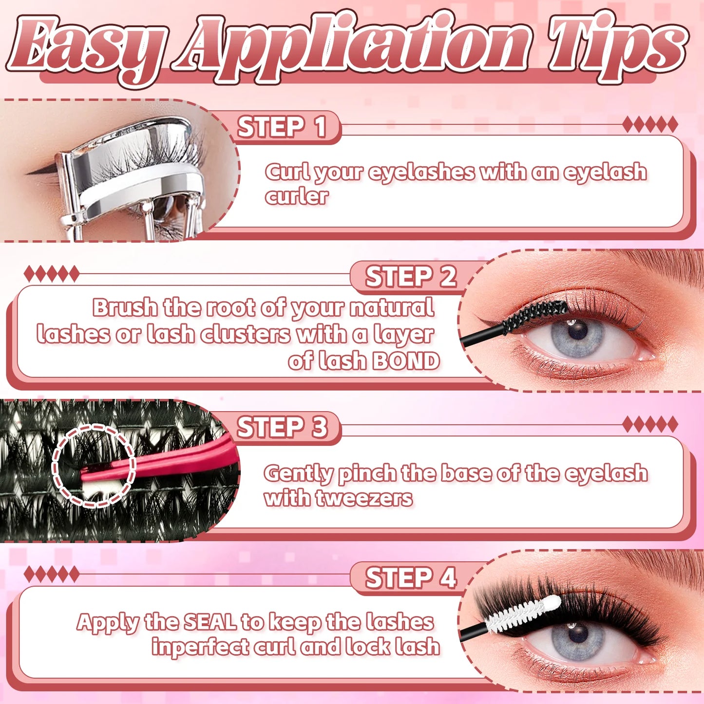 D Curl Eyelashes Clusters Beginner Friendly High Capacity Eyelash Book Set for Different Makeup Beauty Gift for Women Lash Kit