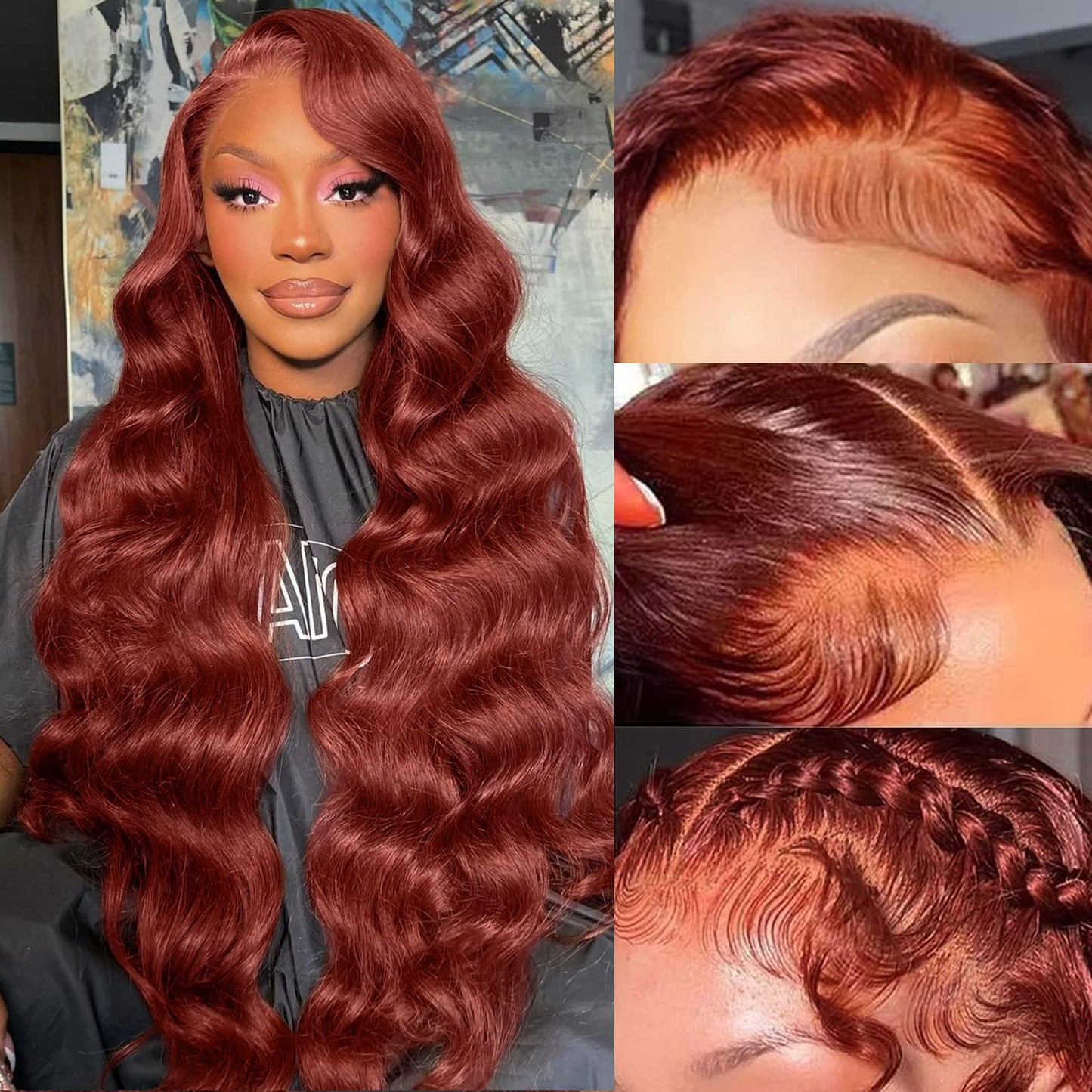 MiracleLuxe Pre-Plucked 13x4 Auburn Colored Human Hair Lace Front Wig 22 Inch