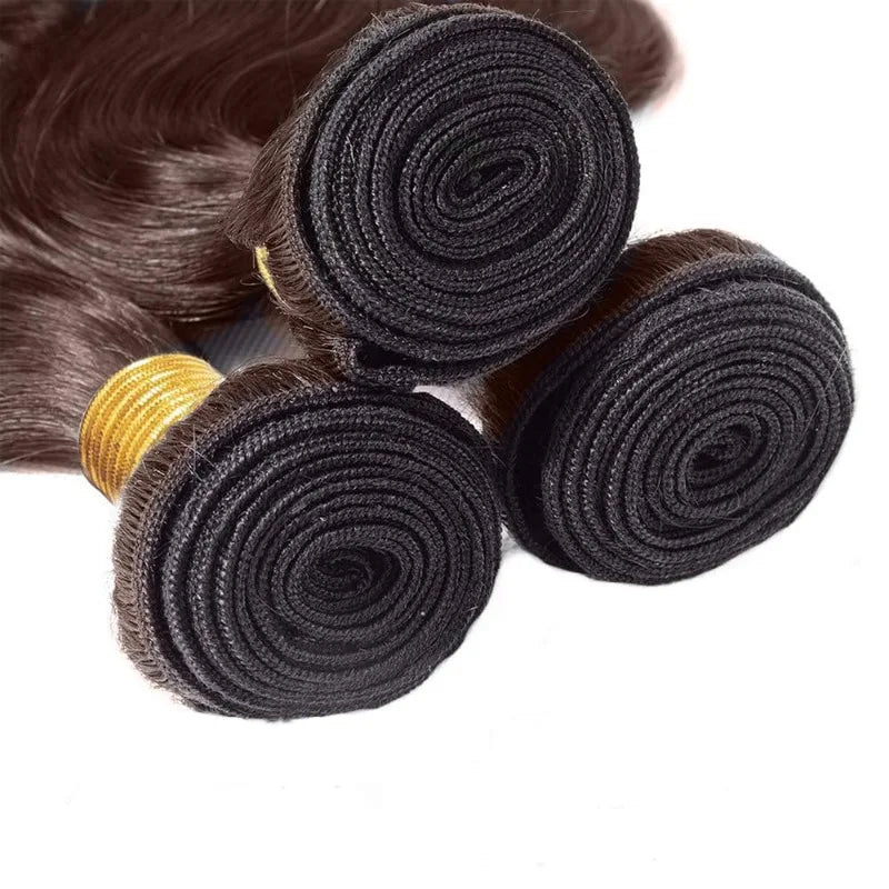 Luxe Chocolate Light Brown Water Wave Bundles 12-28inches