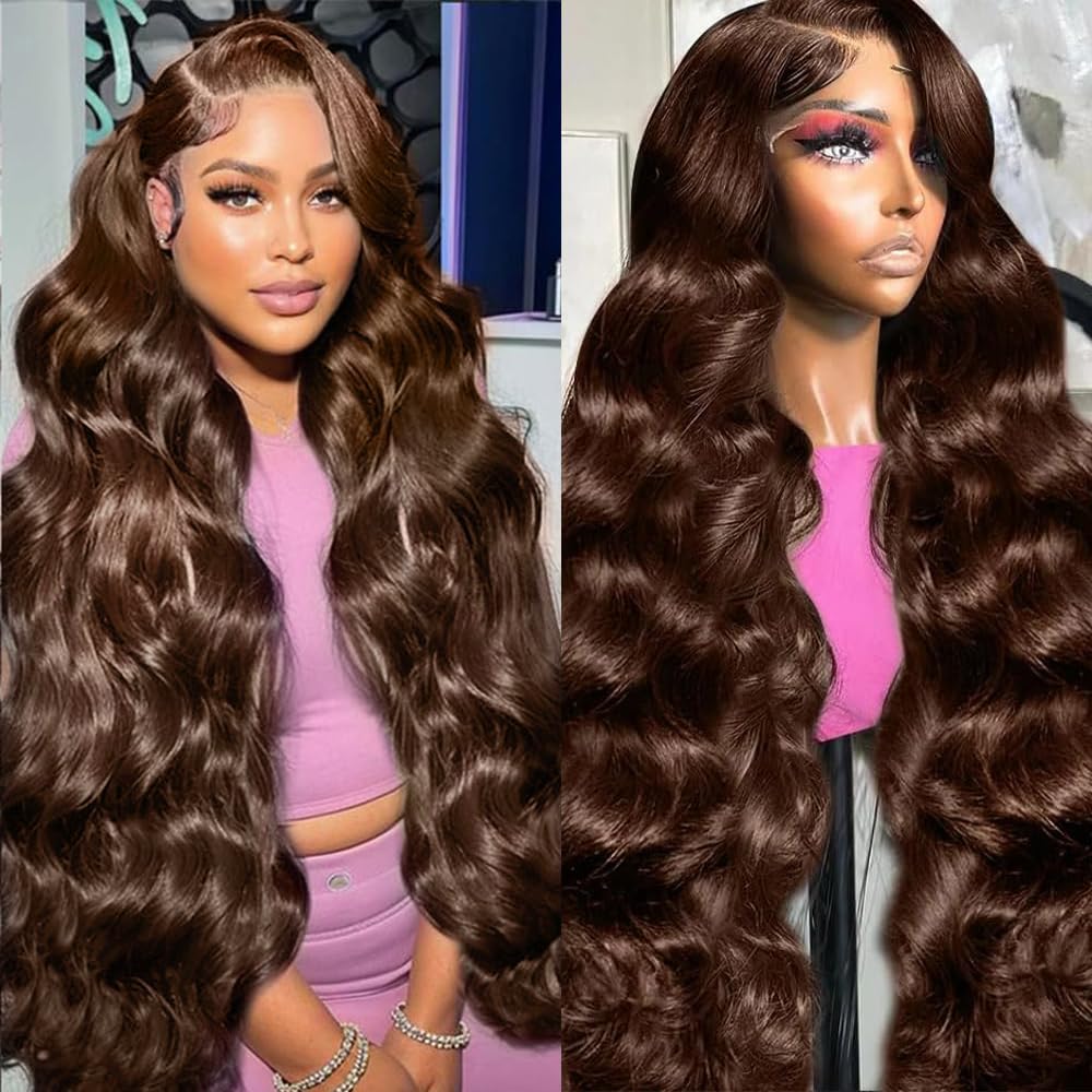 MiracleLuxe Chocolate Brown Lace Front Wig Human Hair Pre Plucked 18'