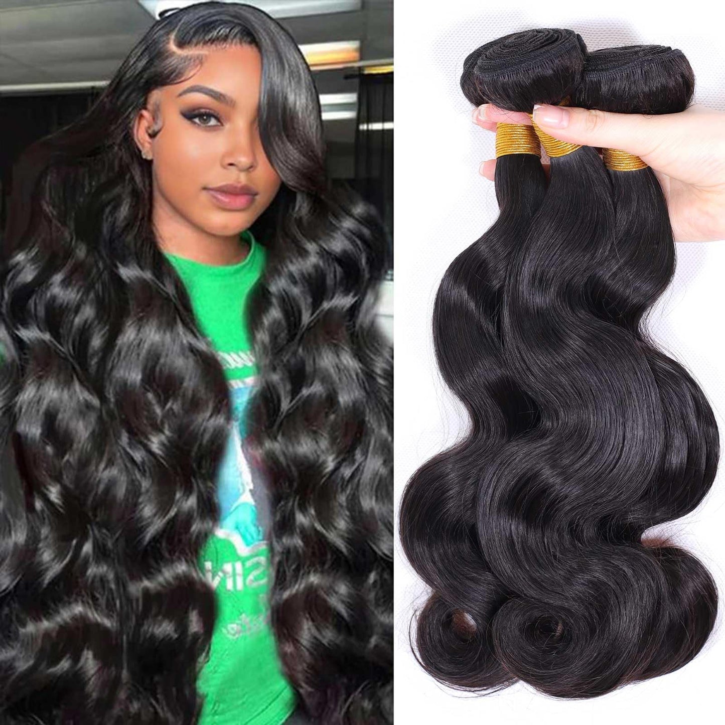 MiracleLuxe Body Wave Bundles Human Hair 18 20 22 Inch
