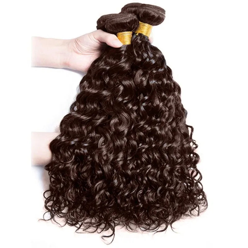Luxe Chocolate Light Brown Water Wave Bundles 12-28inches