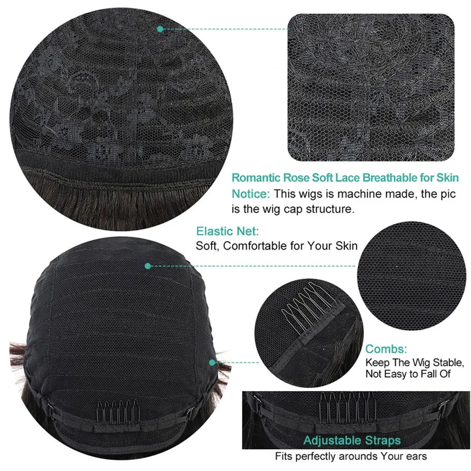 Curly Pixie Cut Human Hair Wigs For Women Black Full Machine Made Short Curly Wigs For Women  Brazilian Remy Hair 150% Density